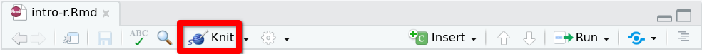 Botón **Knit** para compilar un documento R Markdown