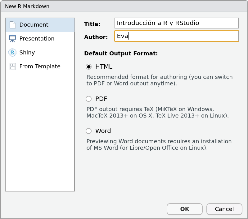 Nuevo documento R Markdown